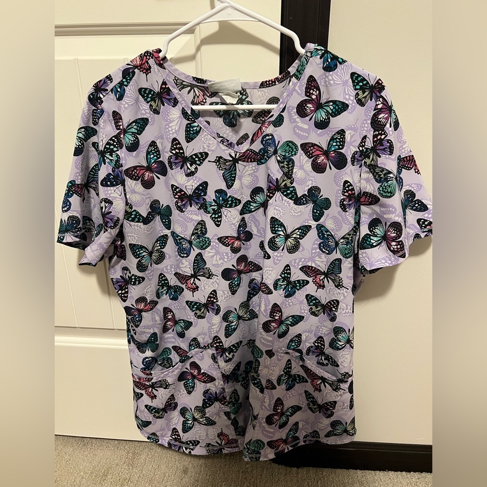 Scrubstar Multicolor Butterfly Scrub Top